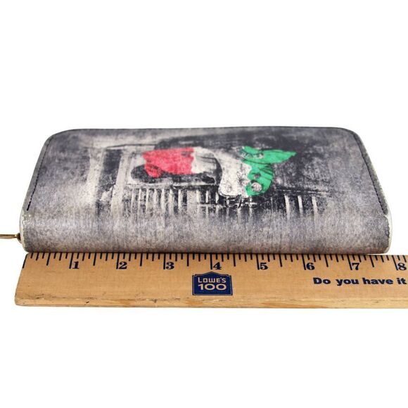 Senso Creativo GRAY GENUINE LEATHER MOTORCYCLE ITALY FLAG ID BILL CARD WALLET - Picture 5 of 6